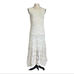 Vintage Mechant Ivory Midi Lace Dress Size M